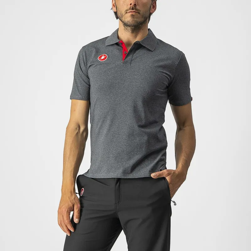 Castelli Race Day Short Sleeve Men's Polo Shirt - Melange Grey 3 Castelli Race Day Short Sleeve Men's Polo Shirt - Melange Grey - Image 3