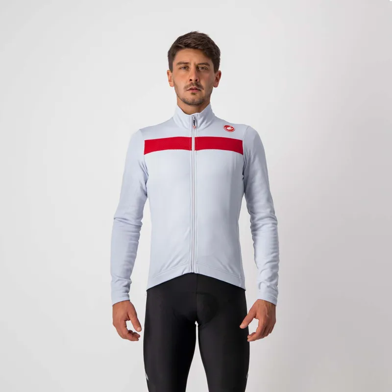 Castelli Puro 3 Thermal Men's Long Sleeve Jersey - Silver Grey/Red 4 Castelli Puro 3 Thermal Men's Long Sleeve Jersey - Silver Grey/Red - Image 4