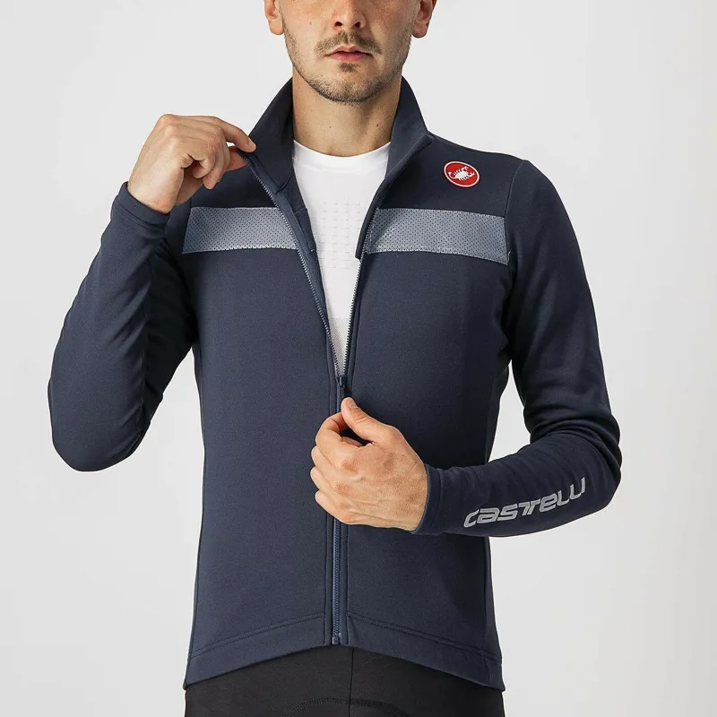 Castelli Puro 3 Thermal Men's Long Sleeve Jersey - Savile Blue/Silver 6 Castelli Puro 3 Thermal Men's Long Sleeve Jersey - Savile Blue/Silver - Image 6