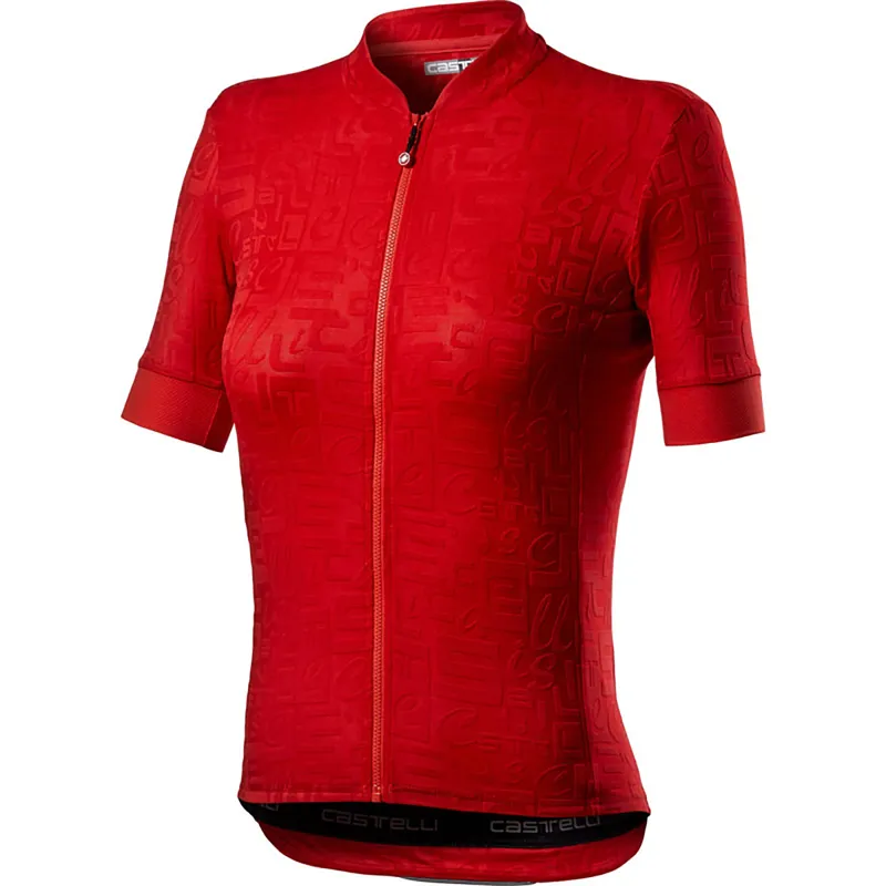 Castelli Promessa Jacquard Womens Short Sleeve Jersey - Red 1 Castelli Promessa Jacquard Womens Short Sleeve Jersey - Red