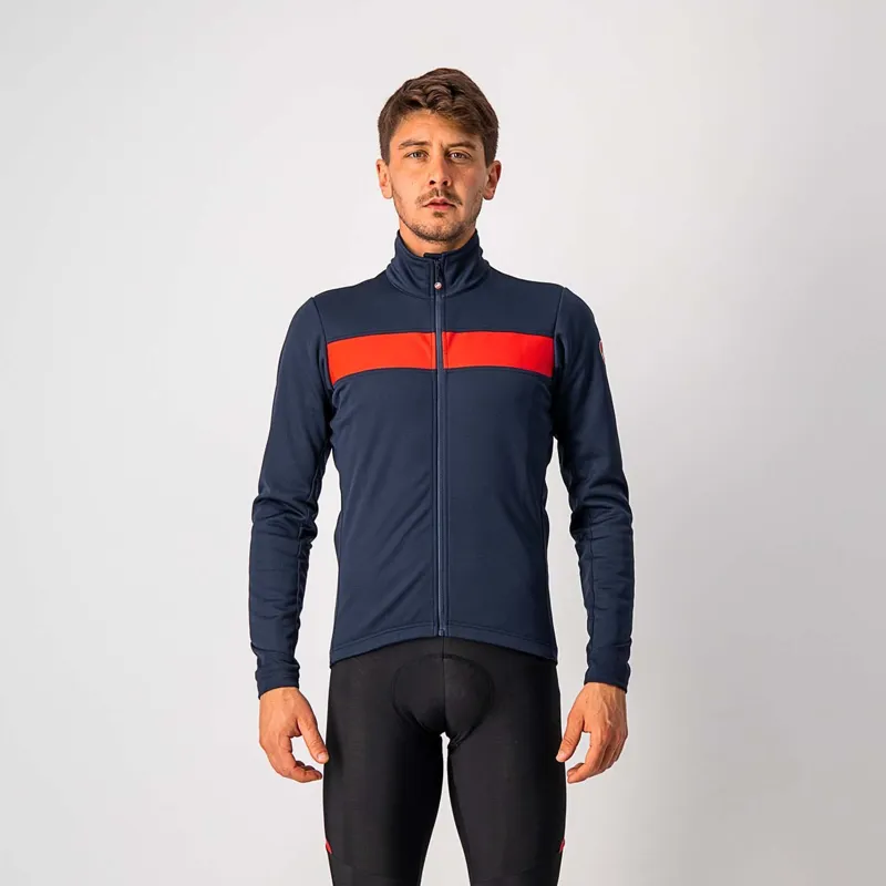 Castelli Raddoppia 3 Men's Windproof Jacket - Savile Blue/Red Reflex 1 Castelli Raddoppia 3 Men's Windproof Jacket - Savile Blue/Red Reflex