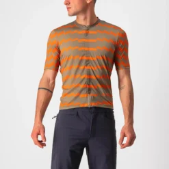 Castelli Unlimited Sterrato Men's Short Sleeve Jersey - Olive Green/Orange Rust -Cycle Fix CS220073531 1
