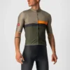 Castelli A Blocco Men's Short Sleeve Jersey - Bark Green/Pop Orange/Grey