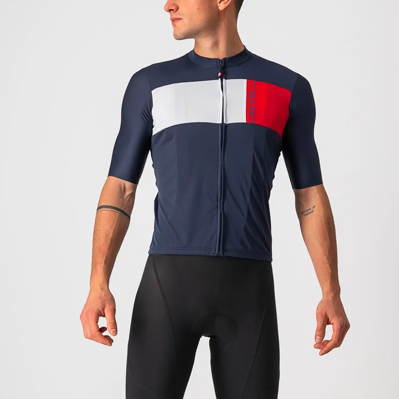 Castelli Prologo 7 Men's Short Sleeve Jersey - Savile Blue/Grey/Red 1 Castelli Prologo 7 Men's Short Sleeve Jersey - Savile Blue/Grey/Red