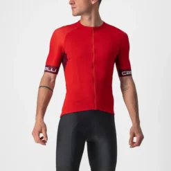 Castelli Entrata VI Men's Short Sleeve Jersey - Red/Bordeaux/Ivory