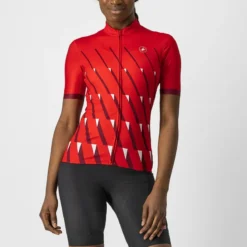 Castelli Pendio Women's Short Sleeve Jersey - Red/Bordeaux/White