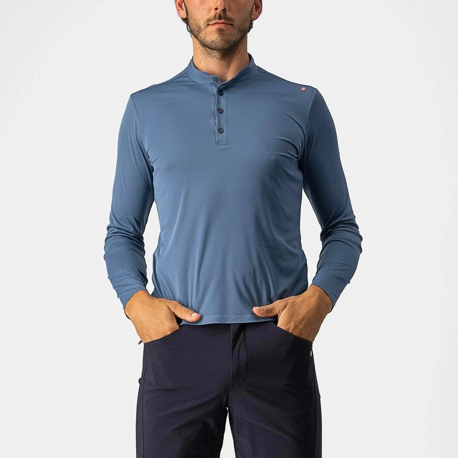 Castelli Tech 2 Henley Men's Long Sleeve Technical T-Shirt - Savile Blue 2 Castelli Tech 2 Henley Men's Long Sleeve Technical T-Shirt - Savile Blue - Image 2