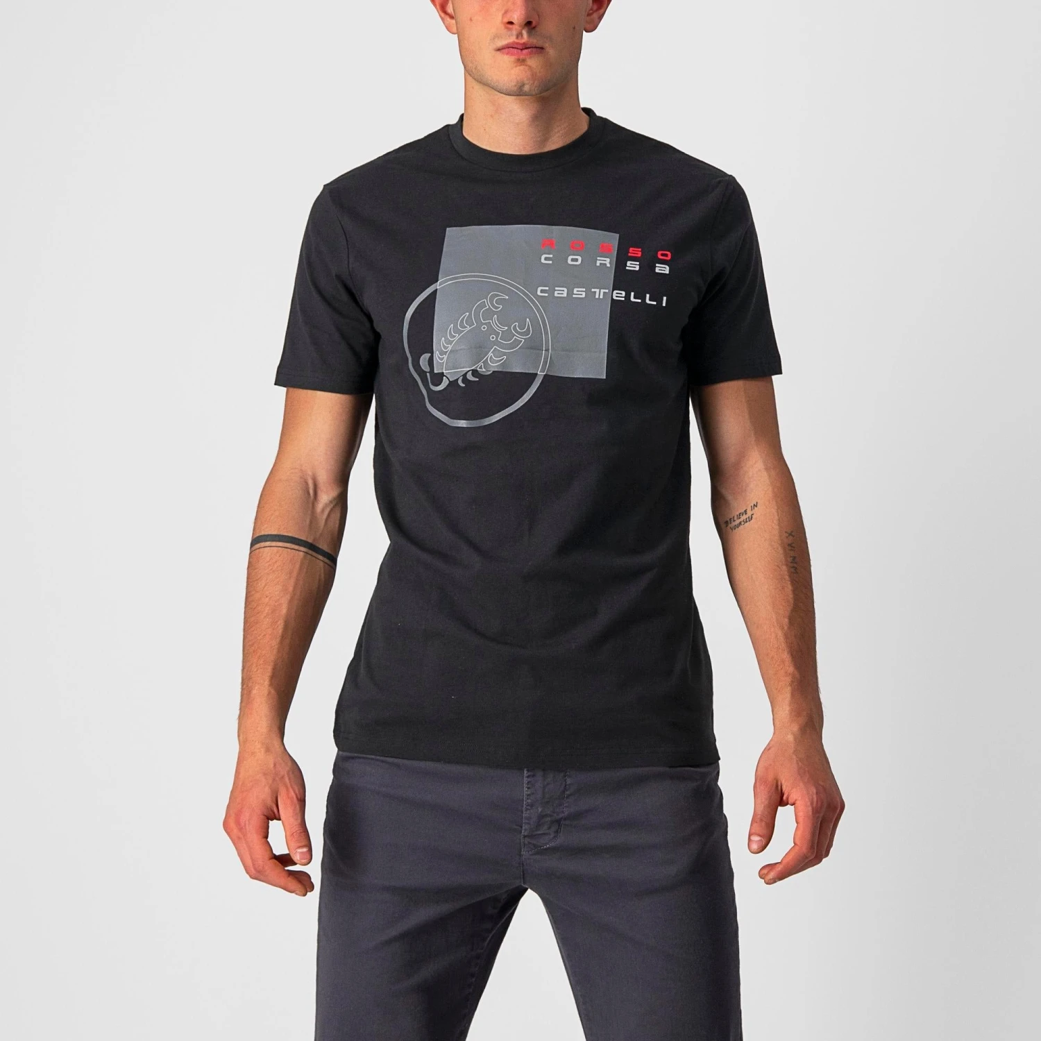 Castelli Maurizio Men's T-Shirt - Red/Silver Grey/Black 4 Castelli Maurizio Men's T-Shirt - Red/Silver Grey/Black - Image 4