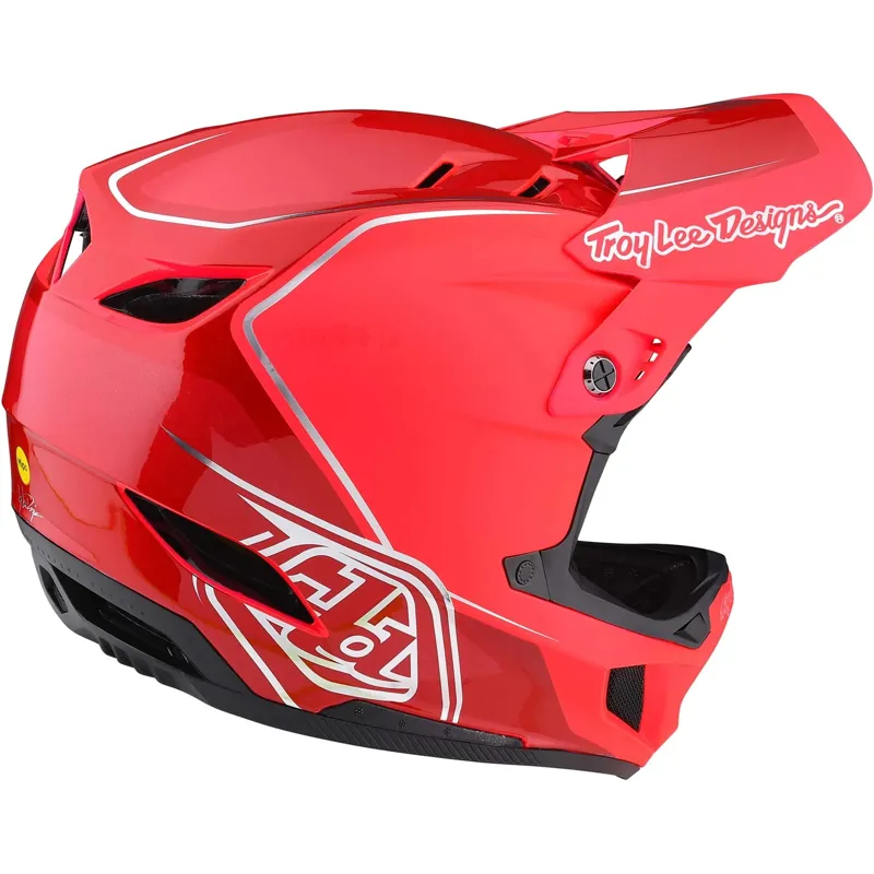 Troy Lee Designs D4 Composite MIPS Full Face Helmet - Shadow Glo Red 3 Troy Lee Designs D4 Composite MIPS Full Face Helmet - Shadow Glo Red - Image 3