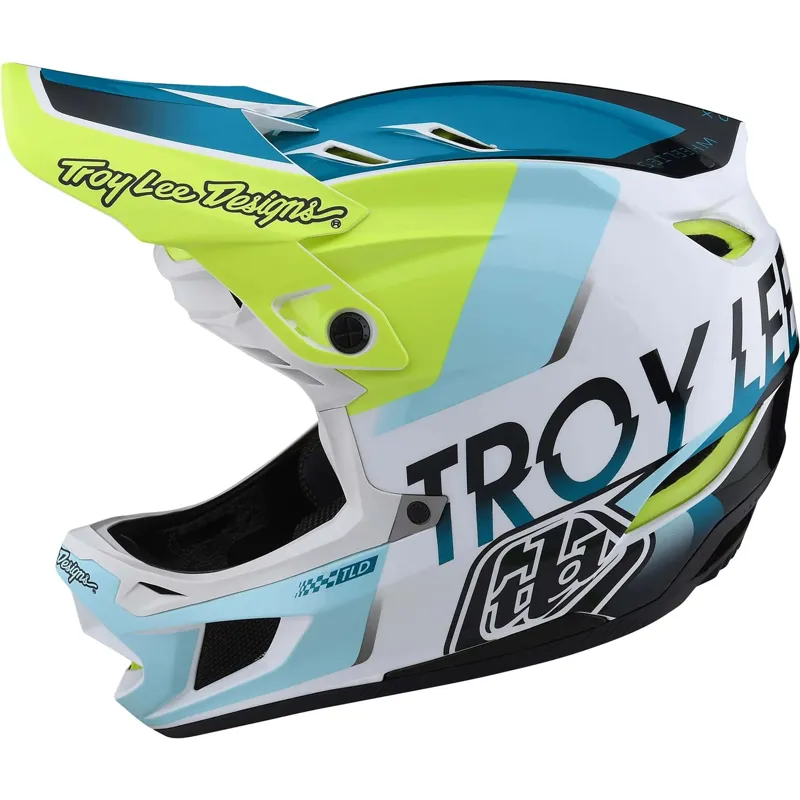 Troy Lee Designs D4 Composite MIPS Full Face Helmet - Qualifier White/Green 4 Troy Lee Designs D4 Composite MIPS Full Face Helmet - Qualifier White/Green - Image 4