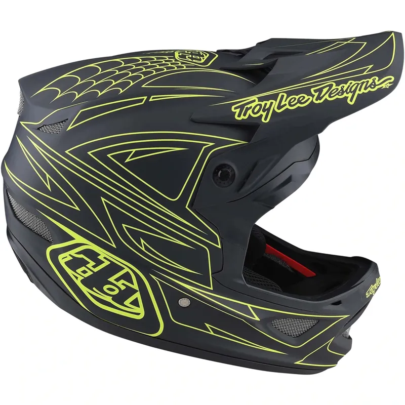 Troy Lee Designs D3 Fiberlite MIPS Full Face Helmet -Spider Stripe Yellow 2 Troy Lee Designs D3 Fiberlite MIPS Full Face Helmet -Spider Stripe Yellow - Image 2