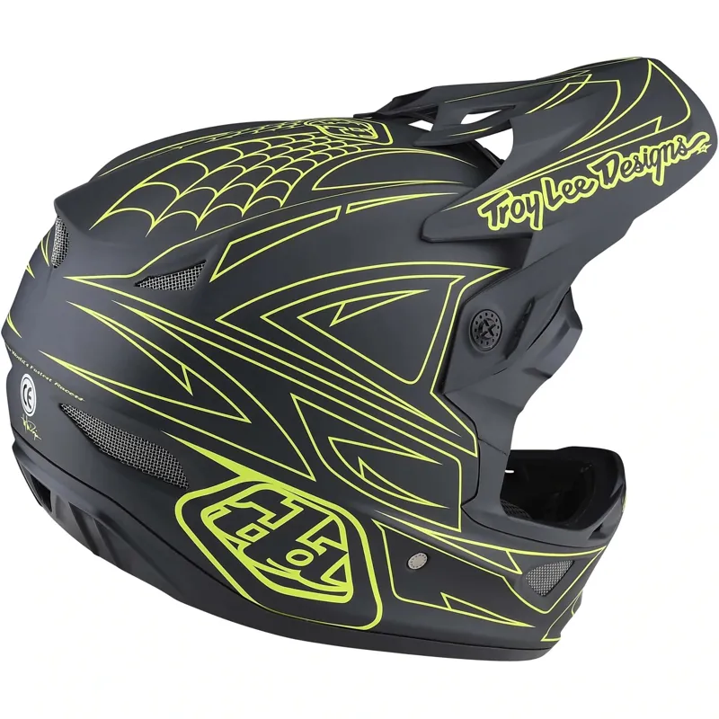 Troy Lee Designs D3 Fiberlite MIPS Full Face Helmet -Spider Stripe Yellow 6 Troy Lee Designs D3 Fiberlite MIPS Full Face Helmet -Spider Stripe Yellow - Image 6