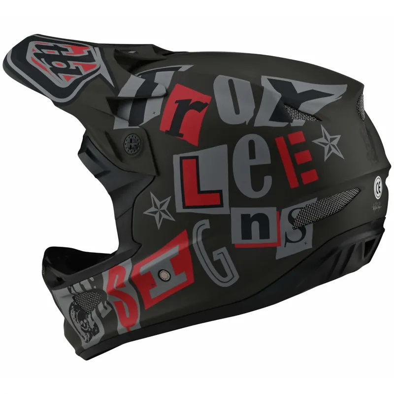 Troy Lee Designs D3 Fiberlite Full Face Helmet - Anarchy - Olive 1 Troy Lee Designs D3 Fiberlite Full Face Helmet - Anarchy - Olive