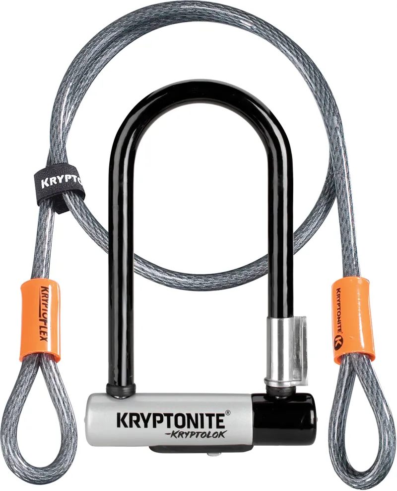 Kryptonite Kryptolok Mini U-Lock With 4 Foot Flex Cable And Bracket 1 Kryptonite Kryptolok Mini U-Lock With 4 Foot Flex Cable And Bracket