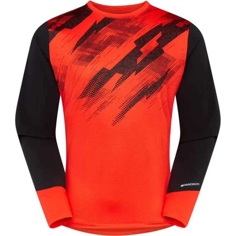 Madison Flux Trail Men's Long Sleeve Jersey - Magma Red/Black 1 Madison Flux Trail Men's Long Sleeve Jersey - Magma Red/Black